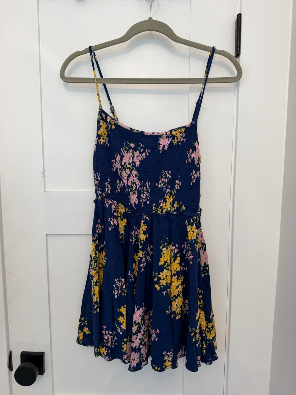 Navy Floral Lulus Smocked mini Sundress